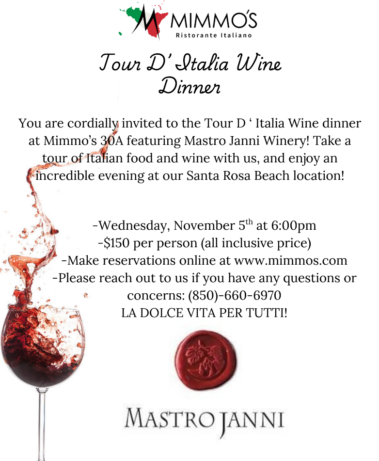 Nov 2025 Mimmos 30A Wine Dinner